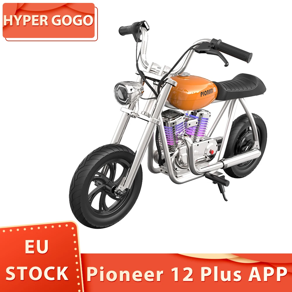 HYPER GOGO Pioneer 12 Plus with App Electric Chopper Motorcycle for Kid 24V 5.2Ah 160W with 12 inch Tire 16 km/h Max Speed