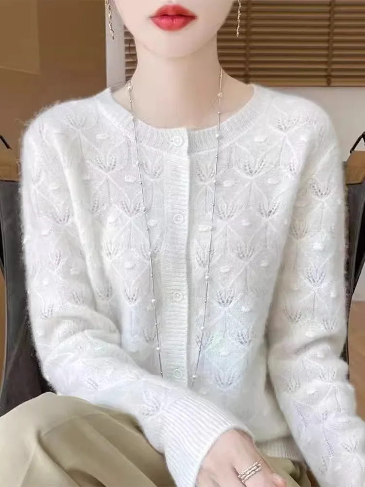 Moda de lã longa sve redonda ne oco bordado design solto emagrecimento 3d puff feminino topo commute sle