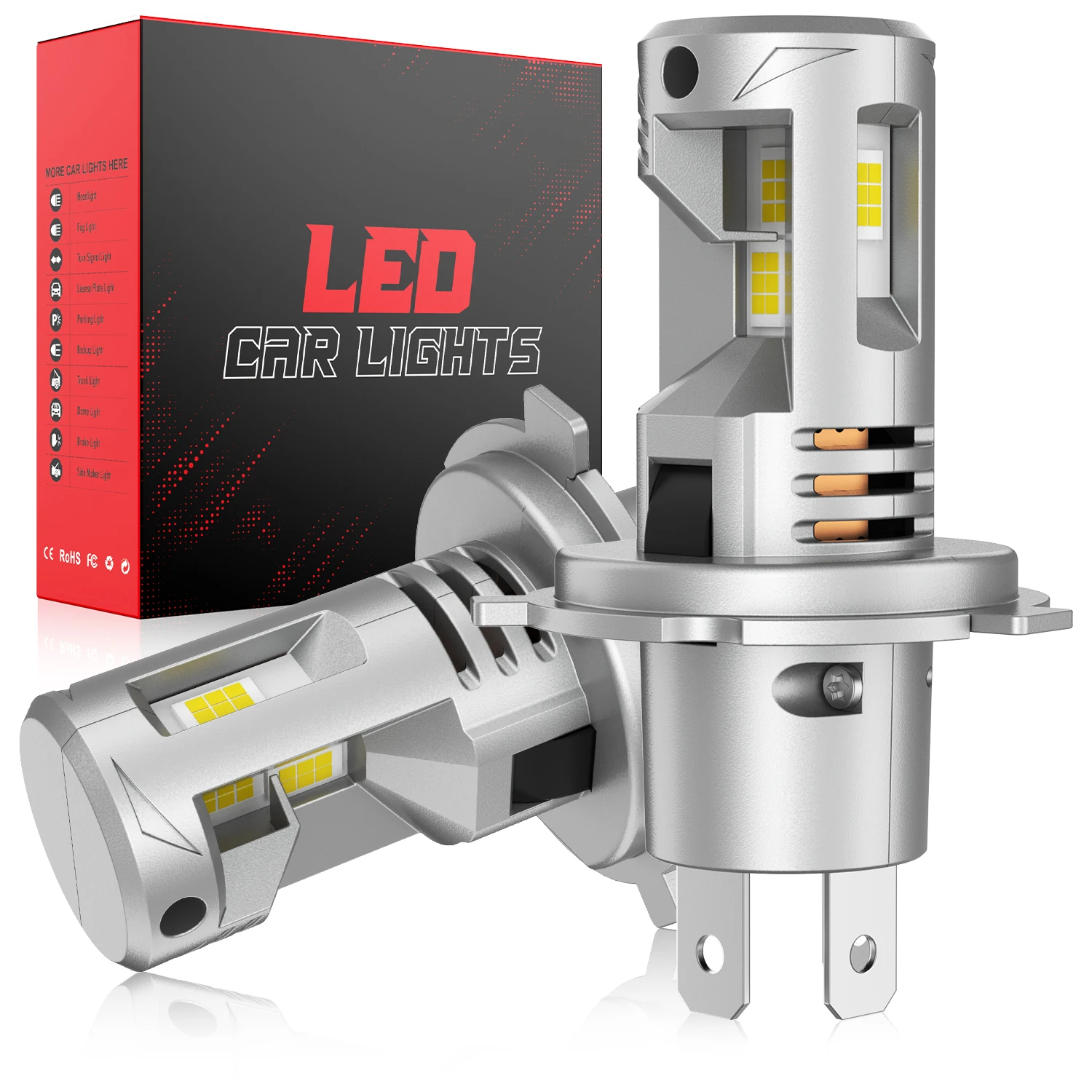 30Pcs H4 LED Car Headlight CANBUS Bulb Mini 1:1 LED Three Sides CSP Chip Wireless Turbo Driving Headlamp Motorcycle Light 12V
