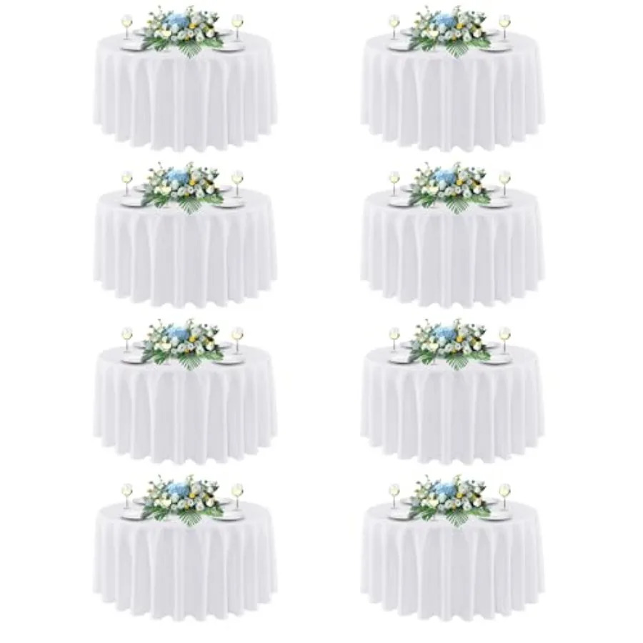 

Круглая скатерть 90 дюймов, 8 штук в упаковке - круглая скатерть из полиэстера для свадеб, вечеринок, банкетов, дней рождения, моющаяся.