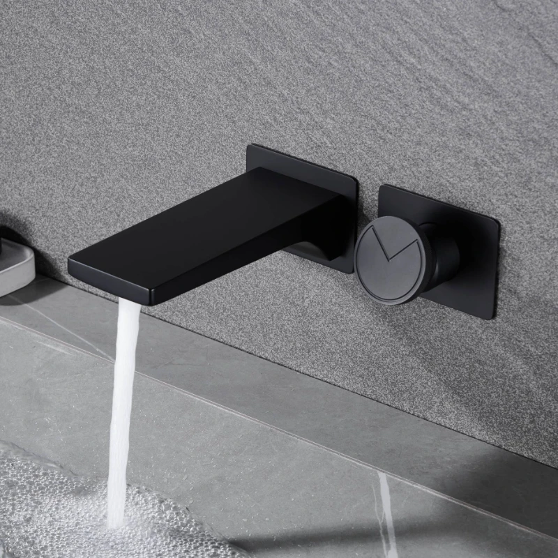 

Роскошный латунный хромированный смеситель для ванной комнаты с настенным креплением, однорычажный, с двумя отверстиями для горячей и холодной воды, простой кран для раковины.