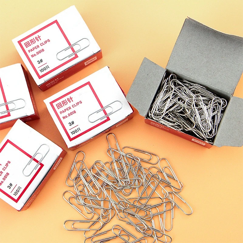 

100pcs/box Metal Paper Clips Stationery Office Paper Document Binding Paper Clips School Supplies Bookmarks