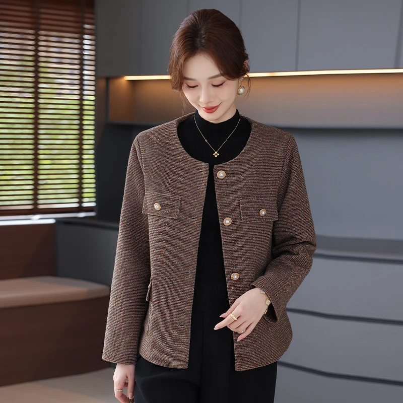 

Элегантное осеннее пальто для женщин среднего возраста: модное, повседневное, свободного кроя, однобортное