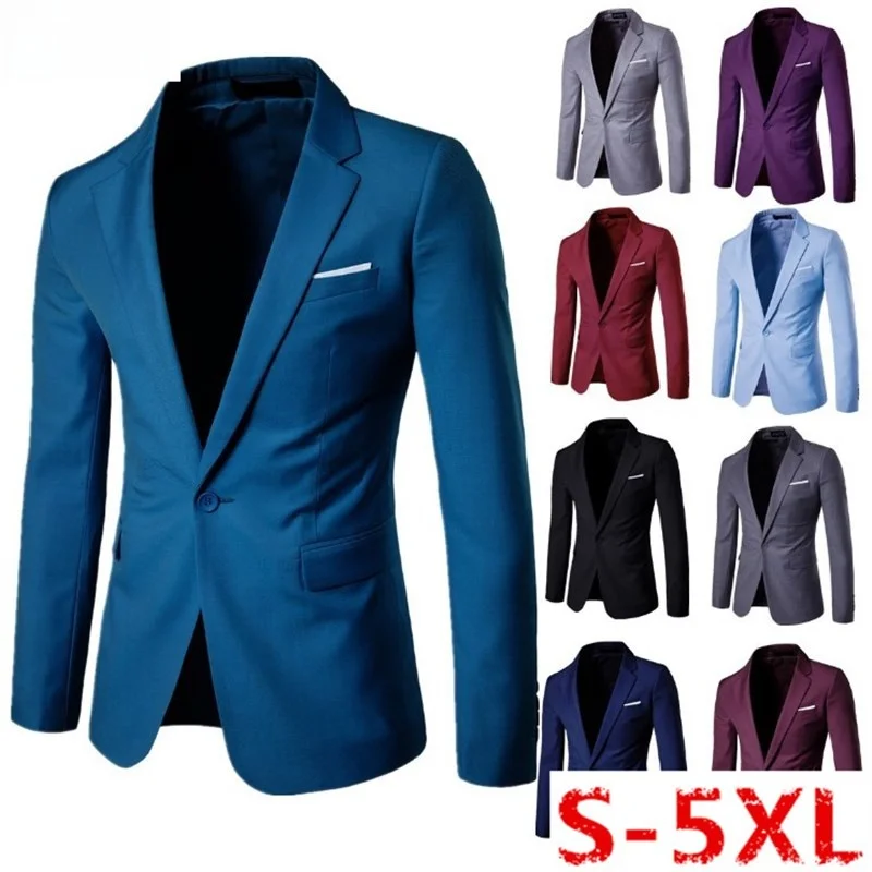 

Мужской деловой повседневный пиджак 2020 года, новая модель, приталенный крой, для работы, формальный, с одной пуговицей, стандартной длины