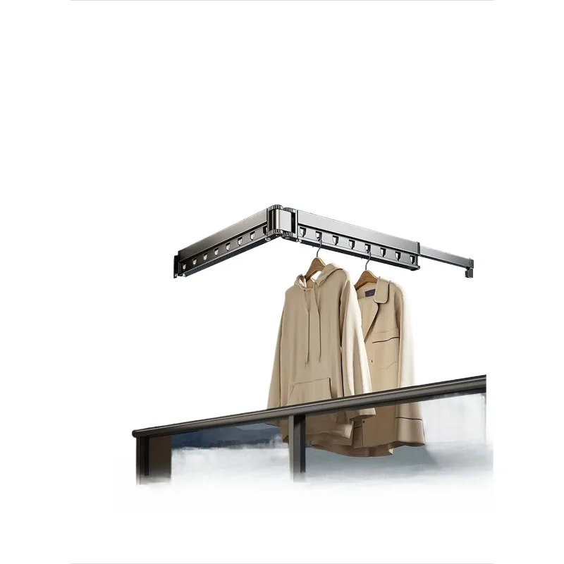 drying rack, balcony household folding telescopic hanging rod, quilt drying artifact