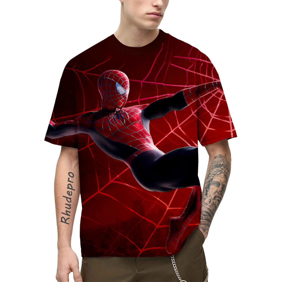 Miniso T-Shirts Spider-Man Cartoon Anime sexy Mädchen 3D-Druck Streetwear Männer Frauen Mode übergroße Hemd Kinder T-Shirts Tops Kleidung