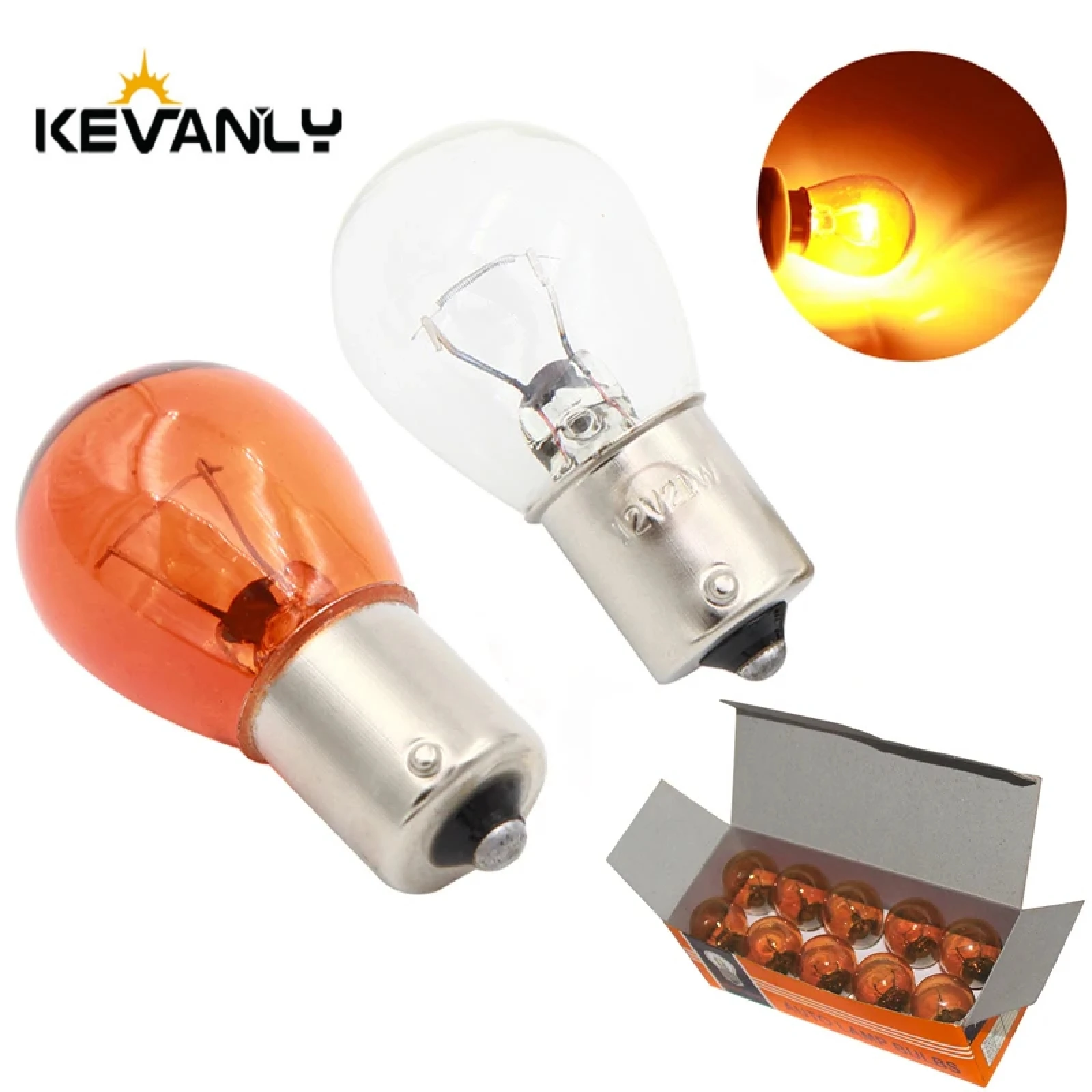 KVEANLY 100pcs car 1156 P21W BA15S 12v 21W halogen lamp warm DRL white reverse lights brake bulbs Stop Rear Turn Signal Light