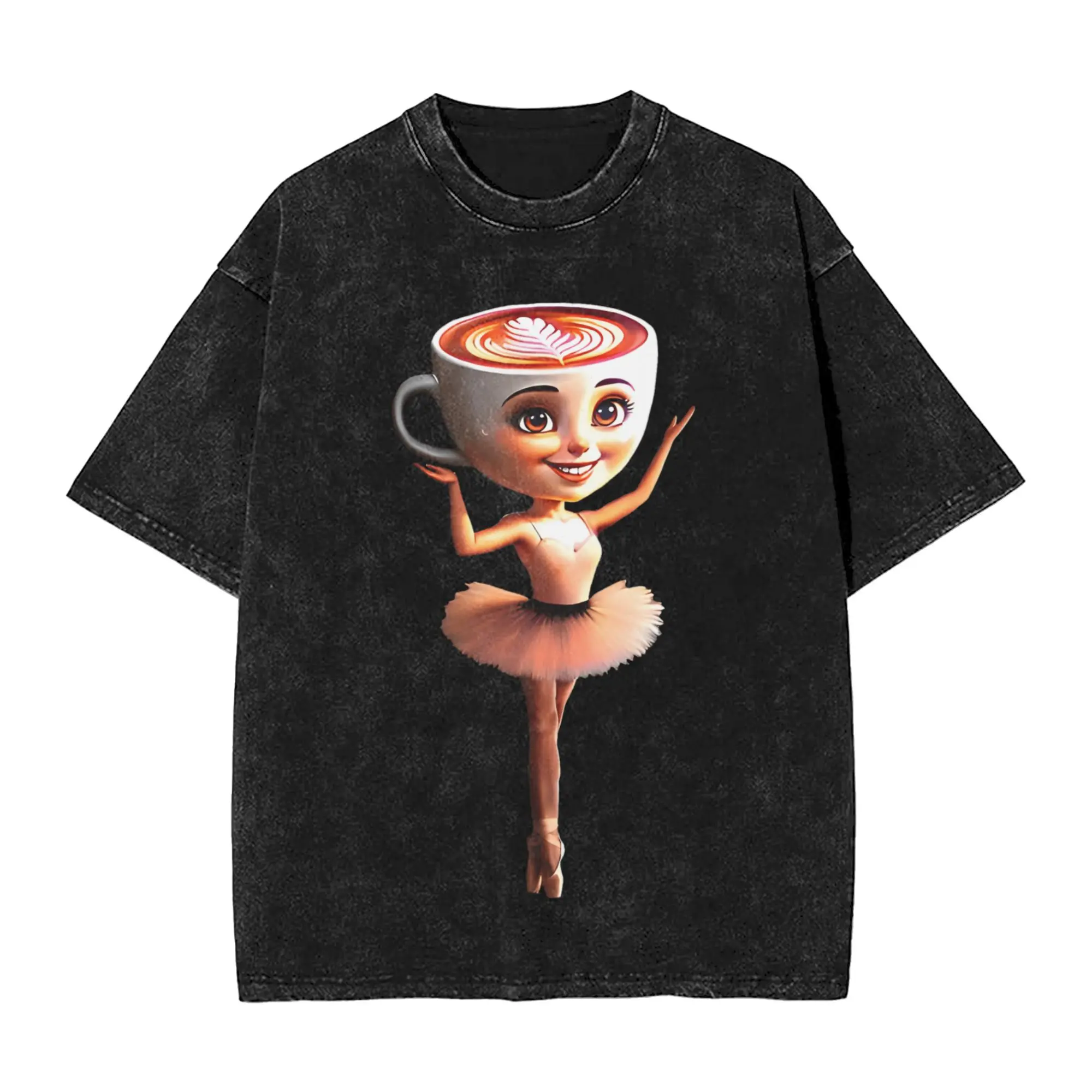

Oversized Washed T Shirt Ballerina Cappucina Dancer Cup Brainrot Meme Cotton T Shirts Hip Hop Tshirt for Man Summer Casual Tees