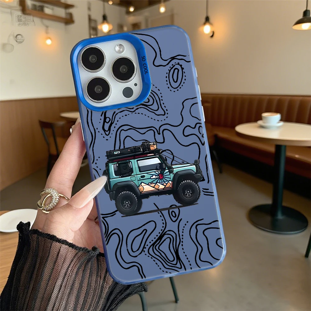 Stoßfeste Handyhülle mit Fahrzeug- und Topographiekarte für iPhone 16 15 14 13 12 11 Pro Max/Mini, kratzfeste Premium-Hartschale – Detail 11