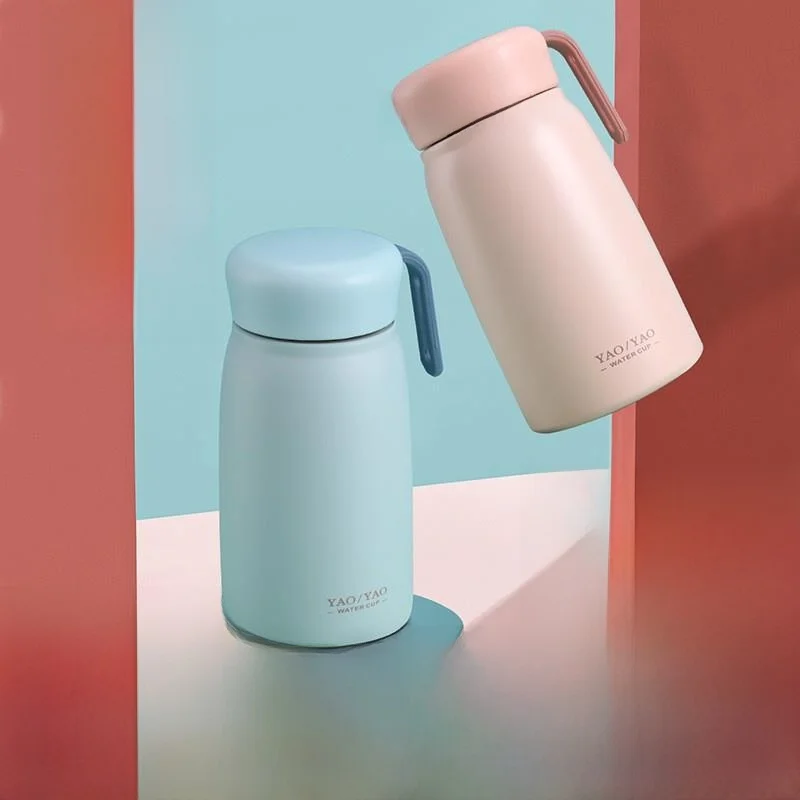 

Cute Large Belly 350ml Portable Insulated Water Bottle Fre Couple Handheld Cup Double Layered Stainl Steel Tea Lid
