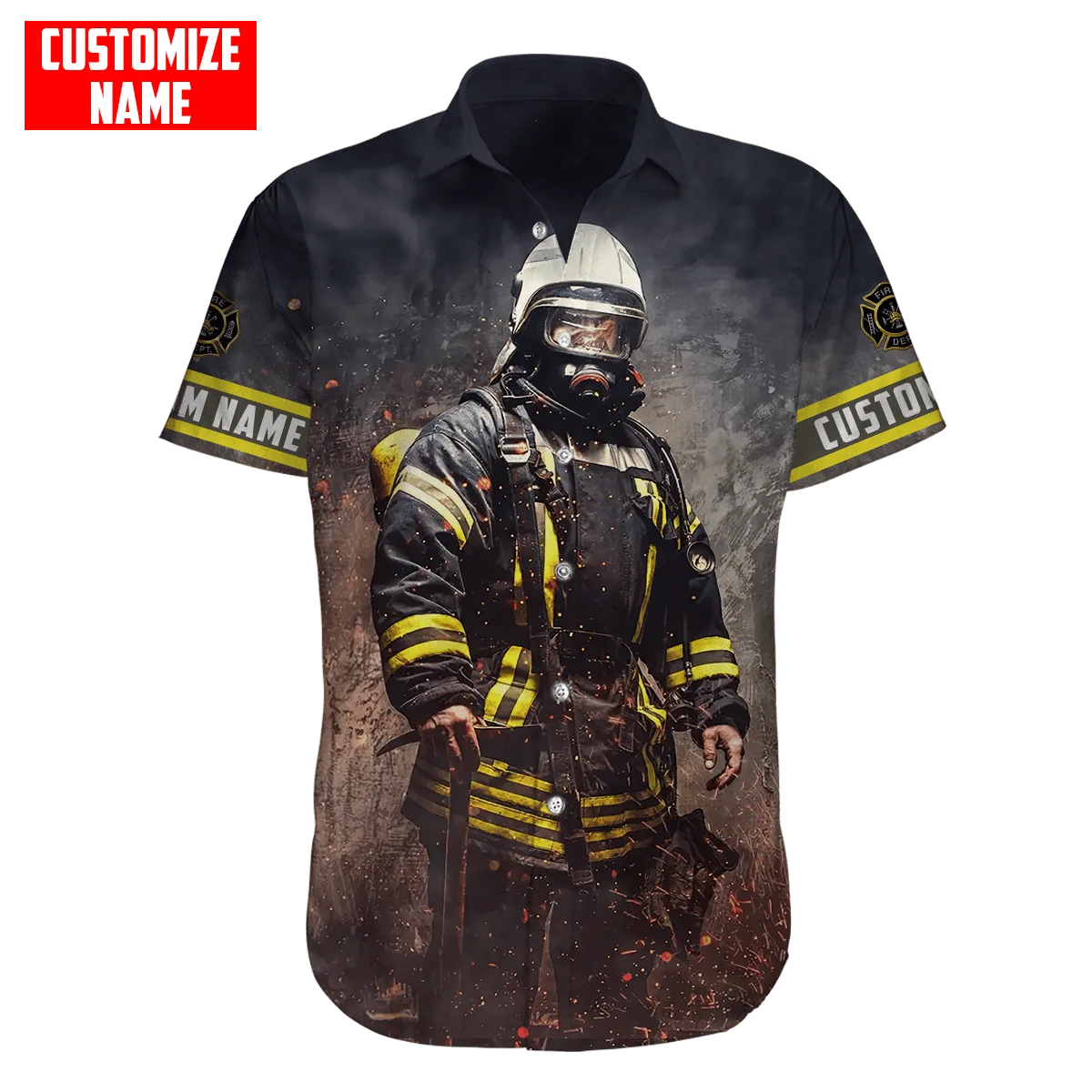 Hawaiian beach summer Short sleeve shirt Customize Name Brave Firefighter 3D Printed Mens Shirt Casual Harajuku Tee shirts DXC01