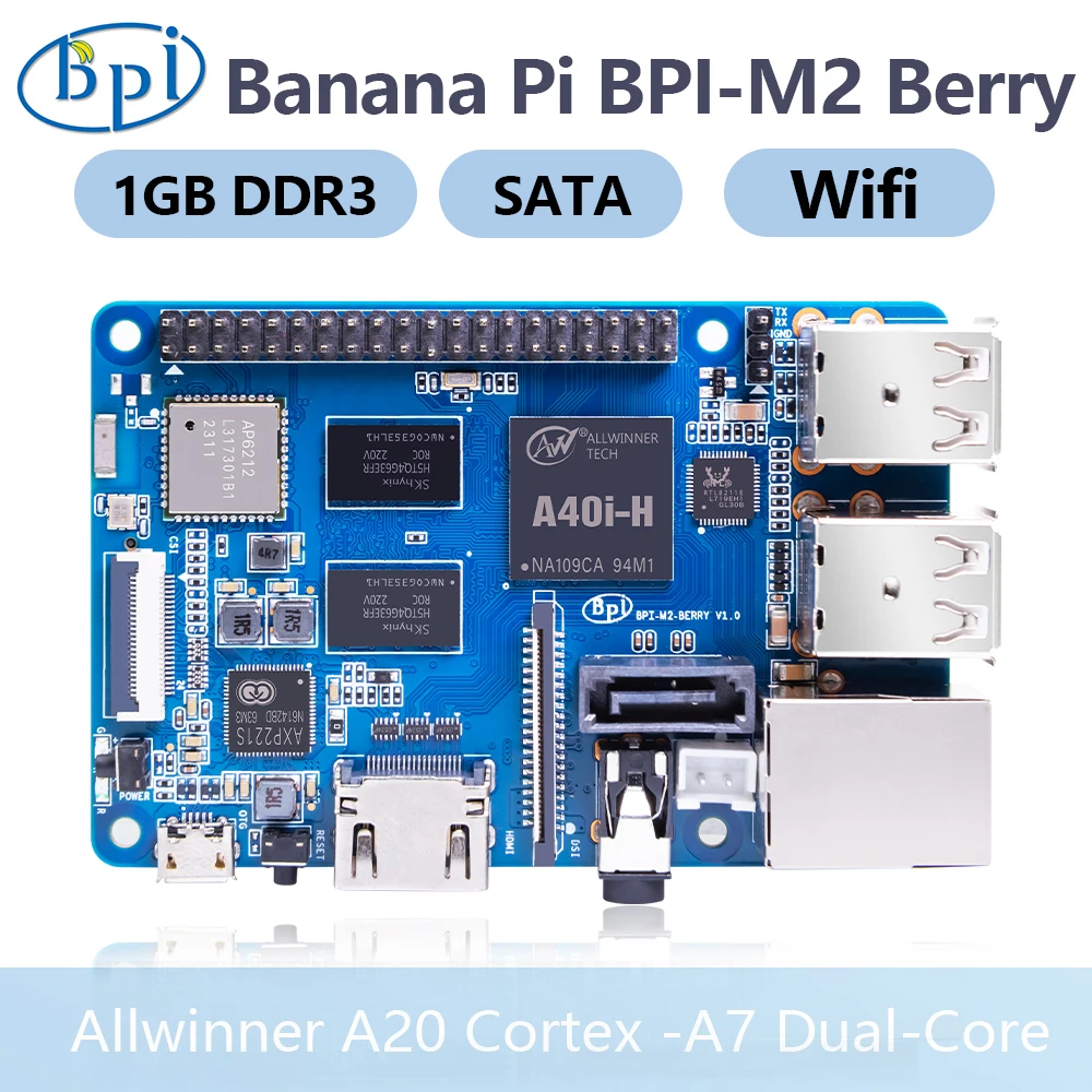 

Banana Pi BPI-M2 Berry Allwinner A40i Quad-core Cortex -A7 CPU 1GB DDR3 With SATA BT4.0 Support Linux Raspberry Pi and Orange Pi