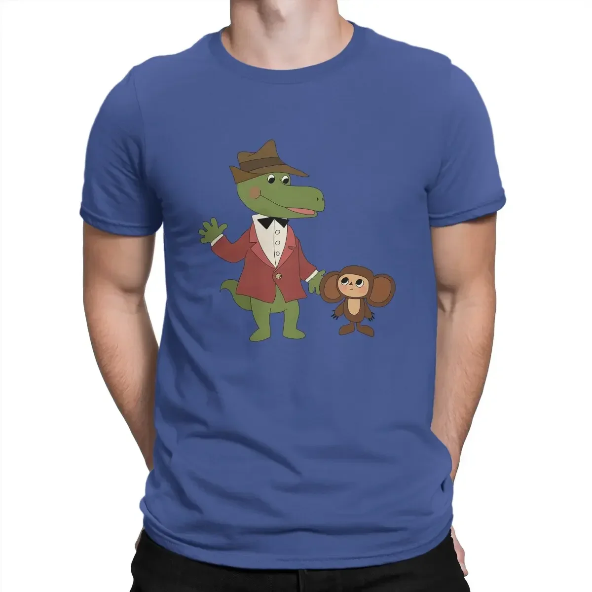 Summer Gena And Cheburashka Poster Men T Shirt Cheburashka Vintage Tee Shirt Short Sleeve O Neck T-Shirt Cotton Gift Idea Tops