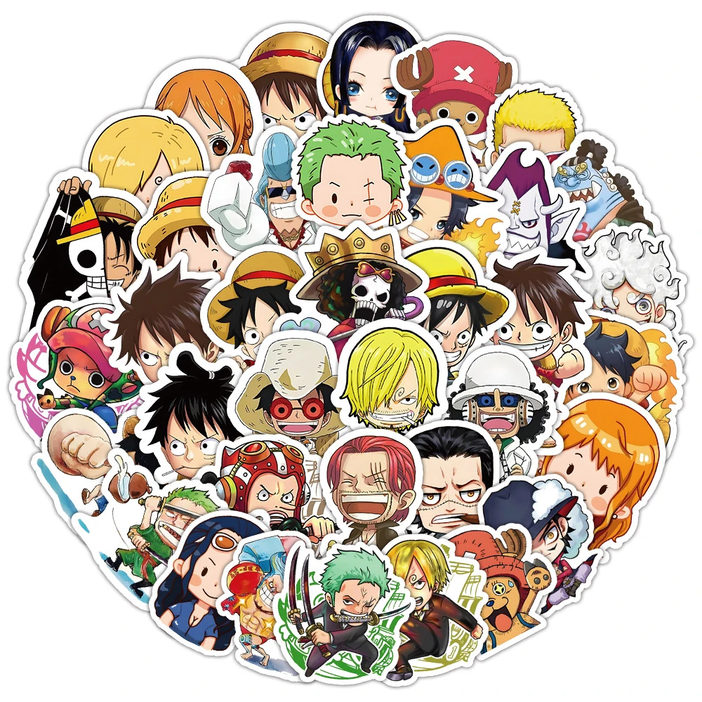 Pegatinas de dibujos animados de One Piece, 10/30/55 piezas, funda de teléfono para monopatín, portátil, impermeable, Zoro, Luffy