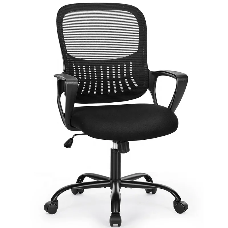 

Home Office Mid Back Ergonomic Mesh Computer Desk Larger Seat Executive Height Adjustable Swivel Task Chair with Lumbar Support