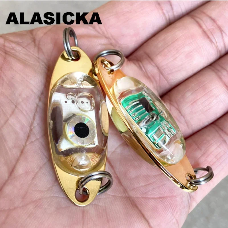 

ALASICKA LED Fishing 5cm 10g Deep Drop Fishing Lights LED Spoons Underwater Flasher Diamond Lights Trolling Lures Halibut Rig