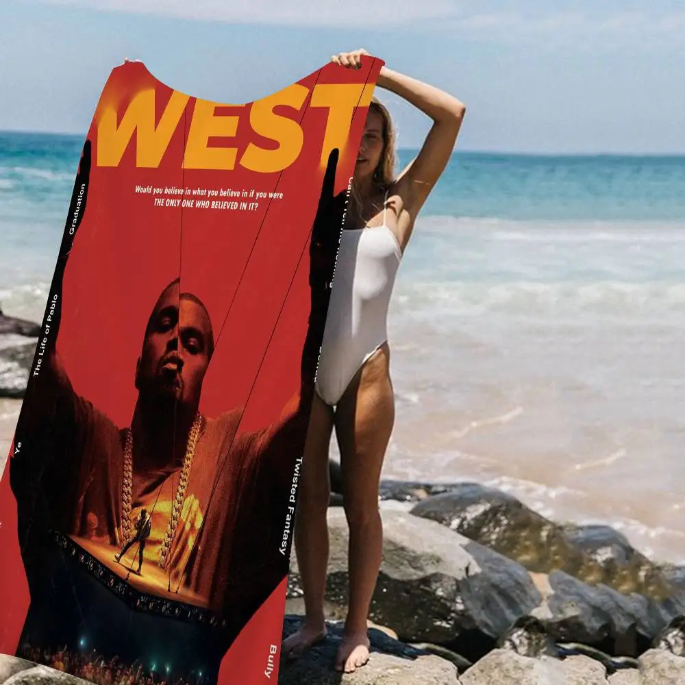 Rap Singer Kanye West Art Microfiber Blanket Quick Drying Beach Towels Oversized Printing Super Absorbent Pool Towel Blanket