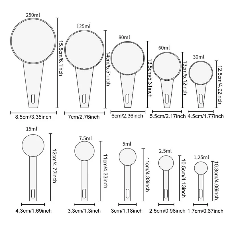 10PCS Black Set Plastic Measuring Spoon Measuring Cup Baking Weighing Tool Milk Powder Spoon Graduated Spoon DIY Household TMZ