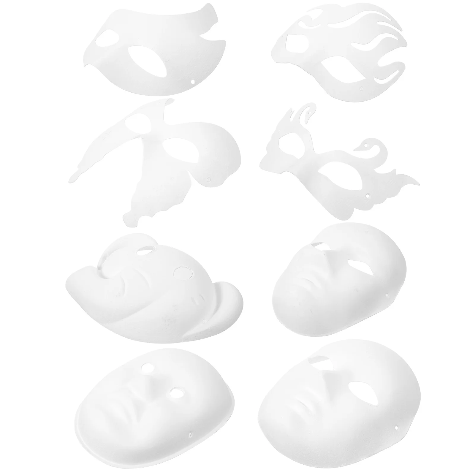 

8Pcs DIY Pulp White Masks Blank Paintable Paper Face Masks Halloween Masquerade Party Supplies Masquerade Supplies