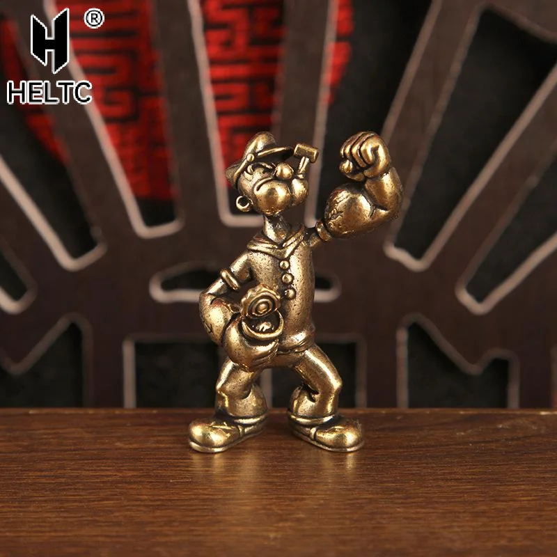 1/2PCS Popeye The Sailor Man Figure Brass Home Decor Office Desk Tea Table Art Ornaments Decorative Car Home Desktop Accessories