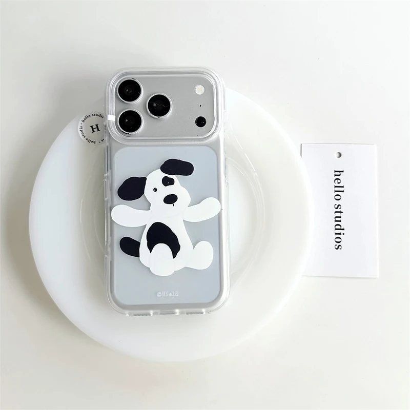 

Ins Cute Spotted Puppy Frosted Phone Case For iPhone 17 Air 16e 16 Pro Max 15 14 Plus 13 12 11 Shockproof Silicone Back Cover