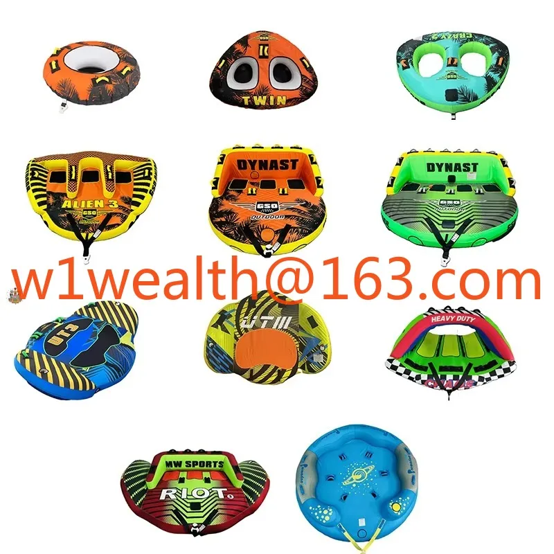 2-Person Inflatable Towable Tube -Thickened PVC Flying Disc Water/Ski Ring Boat for Towing, Large Ride-On Raft for Water