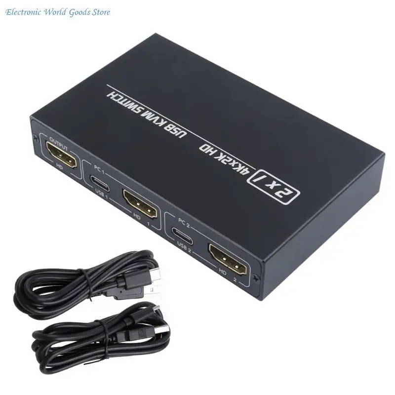 A3PD Easy Switching HDTV KVM Switcher 2Port Selector untuk Perangkat USB Plug and Play