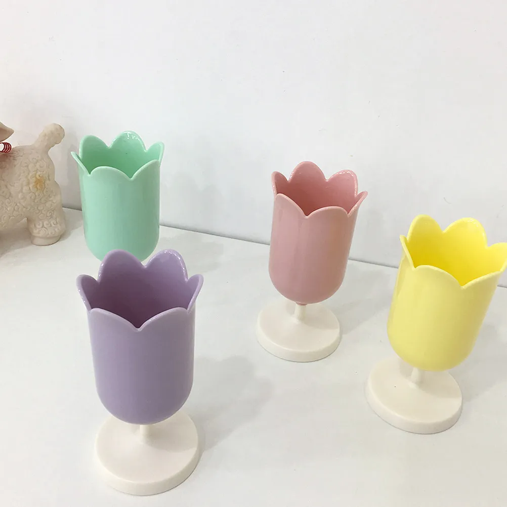 Petal Shaped Brush Holder Desktop Storage Canister for Pens Pencils Rulers Makeup Brushes Office School Organization Tool Pink