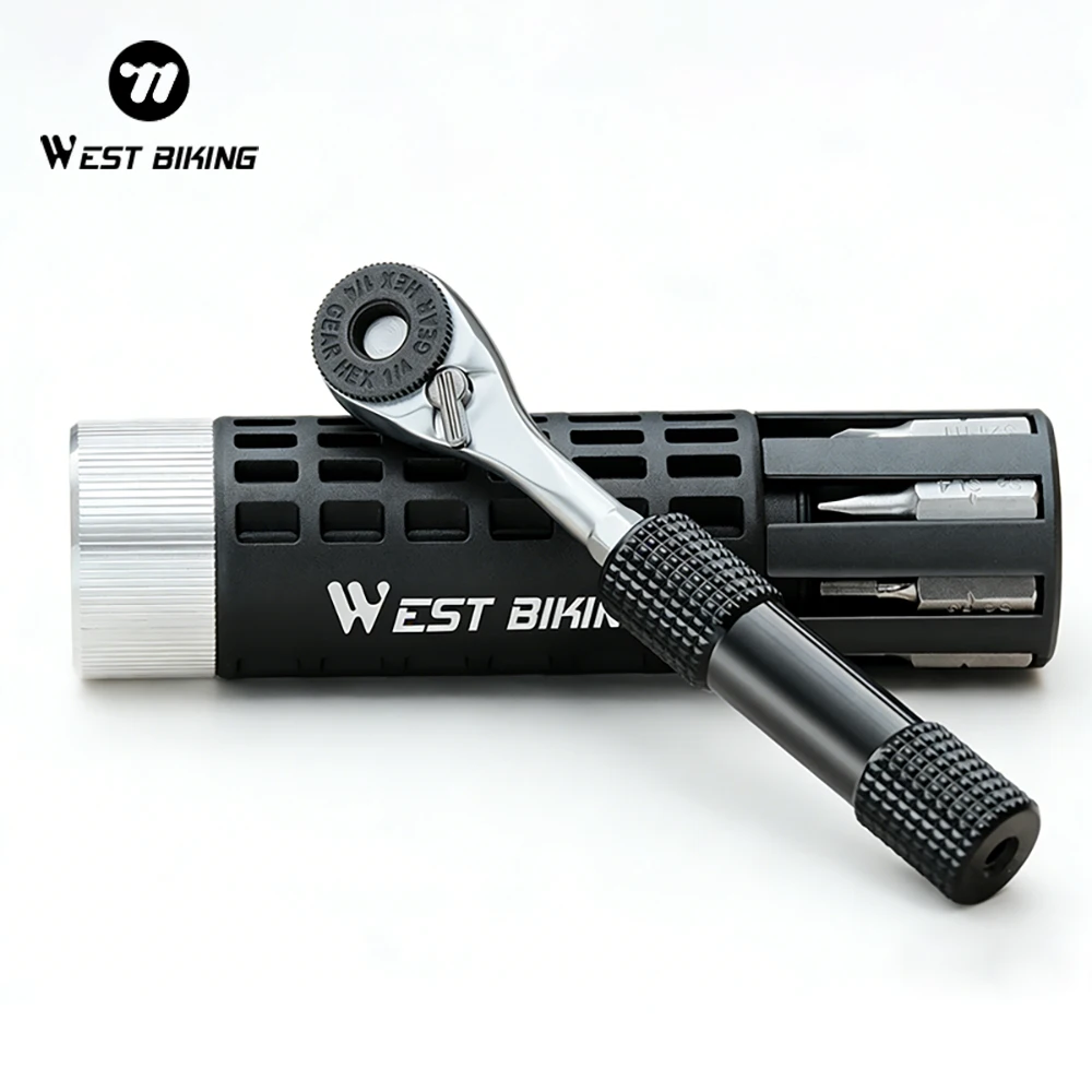 AliExpress West Biking WEST BIKING Mini Ratchet Vacuum Tire Repair Kit Bicycle Repair Tool Set Ratchet Tire Repair Needle Fork 5 Rubber Strips