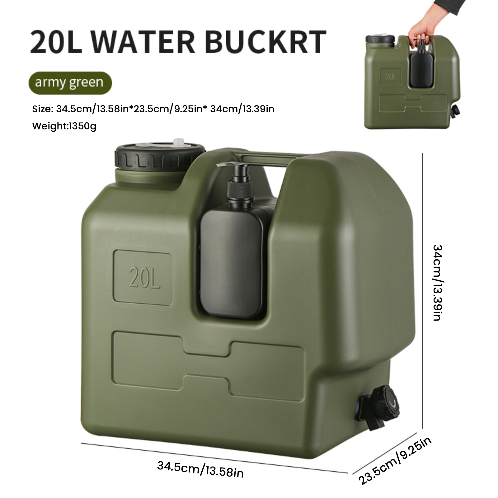 

Канистра для воды 15/20 л с краном, герметичная портативная емкость для воды, бутылка для дезинфицирующего средства для рук для кемпинга и походов