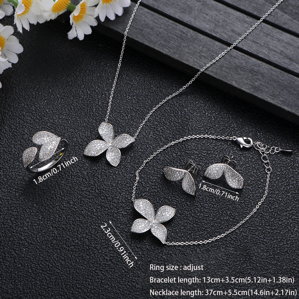 Heavy Industry Butterfly Exaggerated 4-Piece Set Fashionable Women's Jewelry Combo with Necklace Earrings Ring Bracelet S685