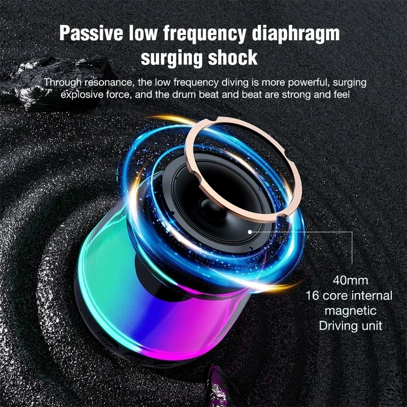BT5.3 Magnetic Bluetooth Speaker RGB Mini Portable Gaming Speaker Magnetic Phone Holder Ring Wireless Sound Box Stereo Sound - Image 5