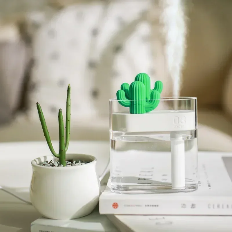 

USB Air Humidifier 160ML Ultrasonic Air Clear Cactus Color Light Humidifier