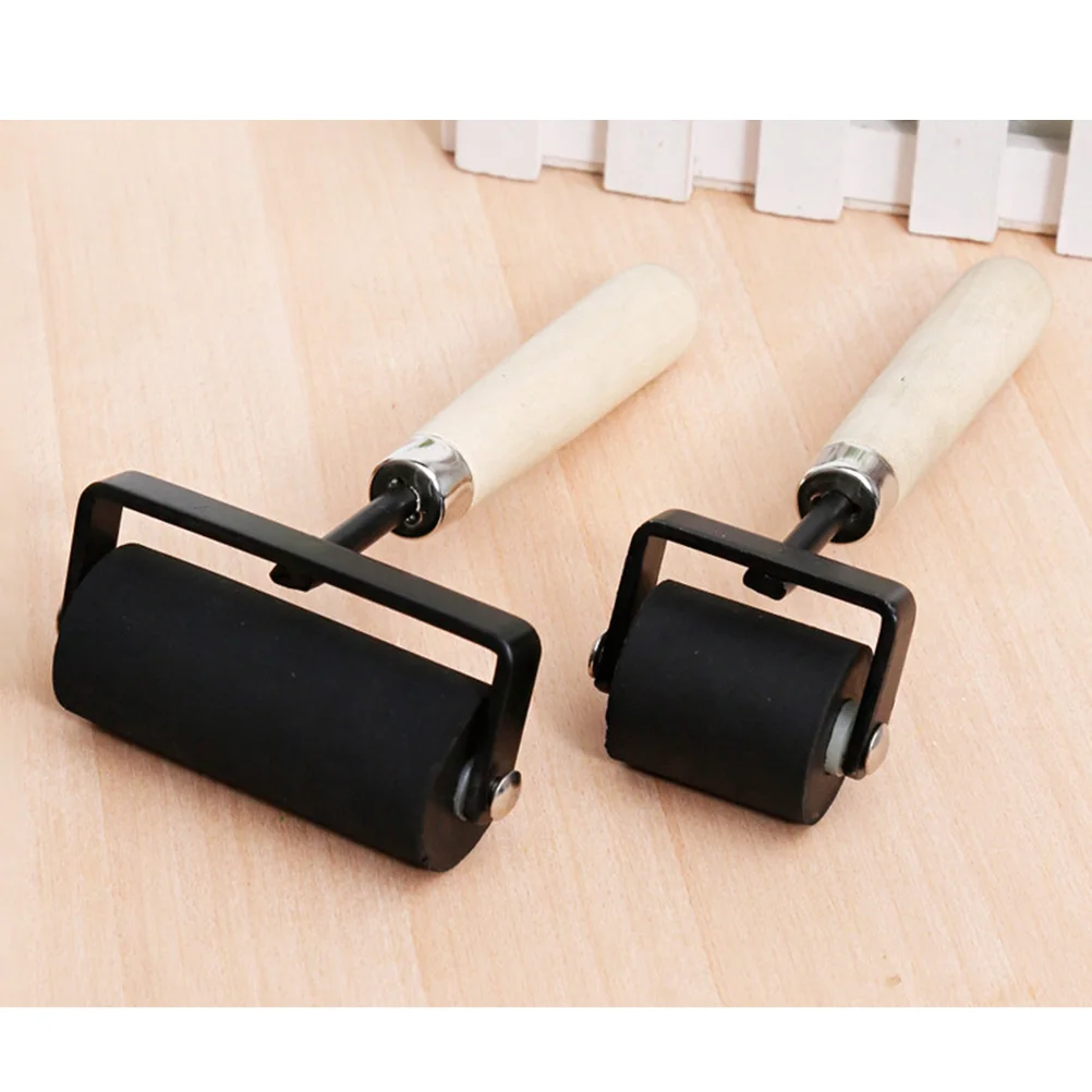 

Ink Roller Rubber Rollers Wooden Stamping Tools Rubber Craft Easy Clean Lightweight Smooth Operation
