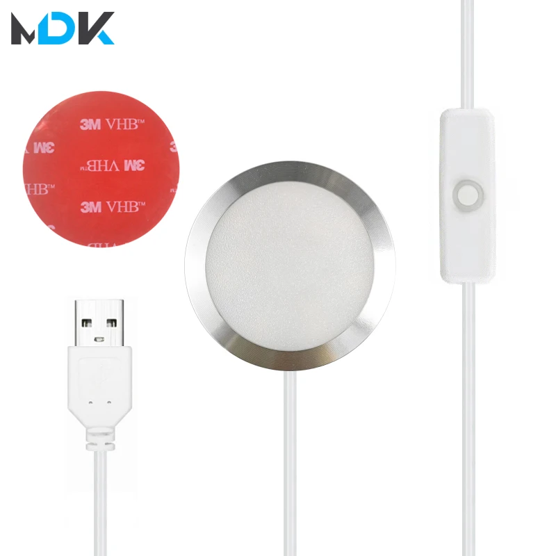 USB LED Mini Spotlight 5V Round Surface Mount 5W 7W 3W Cabinet Display Showcase Small Light Ceiling Spotlight Home withSwitch