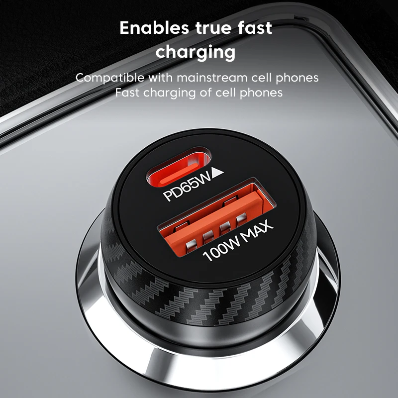 Ładowarka samochodowa 100W Super szybkie ładowanie PD65W USB typu C ładowarka do telefonu szybkiego ładowania Adapter dla iphone Samsung Huawei Xiaomi — zdjęcie produktu 5