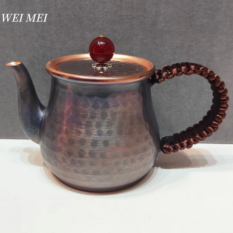 

Небольшой винтажный чайник из чистой меди, походный походный кофе 250 мл, текстура молотка, уникальная форма, креативные подарки, горшок, посуда