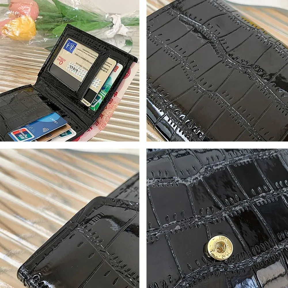 Fashion Short Mini Wallets Laser Stone Pattern Coin Purses Multi-functional PU Card Holder Women