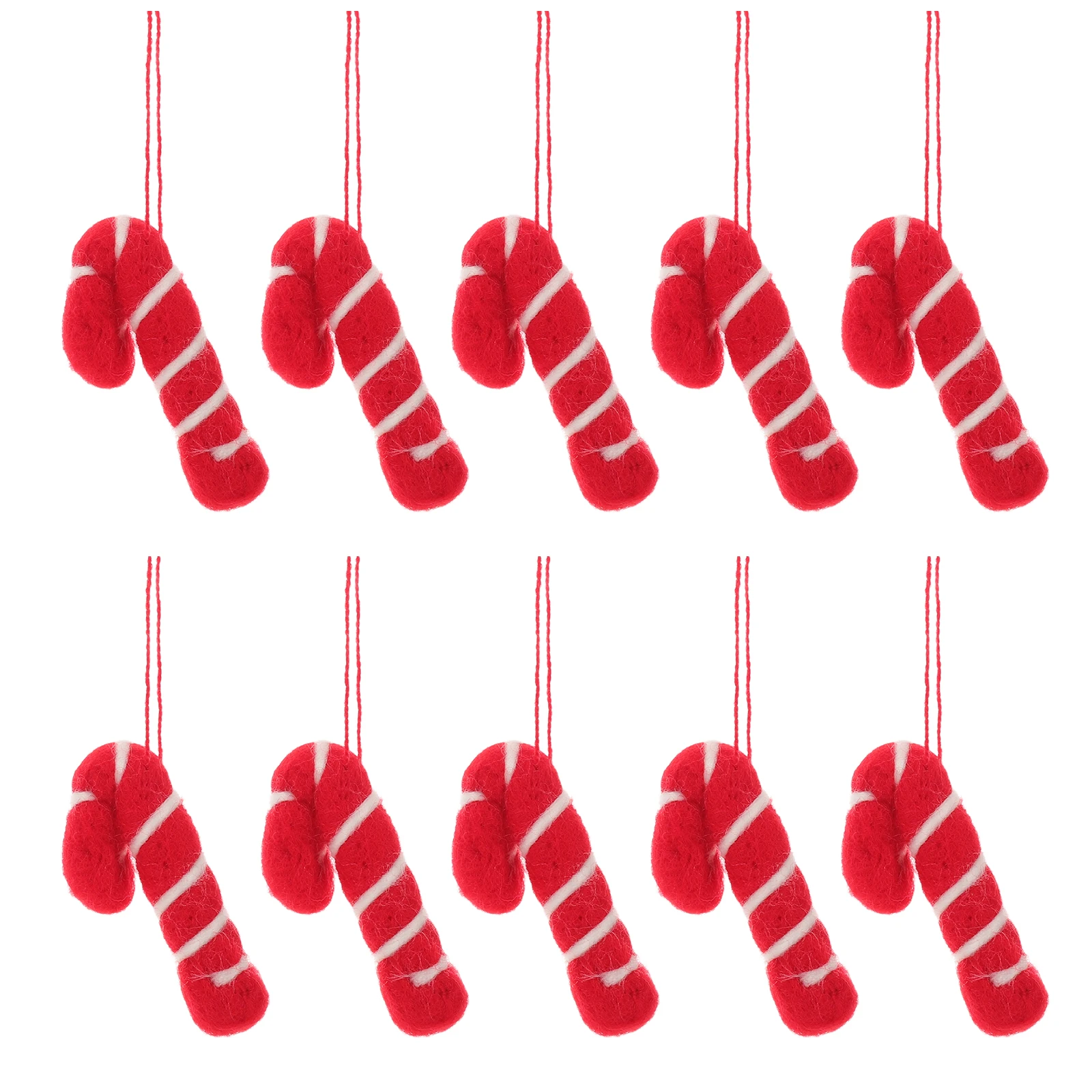 

10 Pcs Christmas Mini Candy Decorations Decorative Canes Tree Ornaments Felt DIY