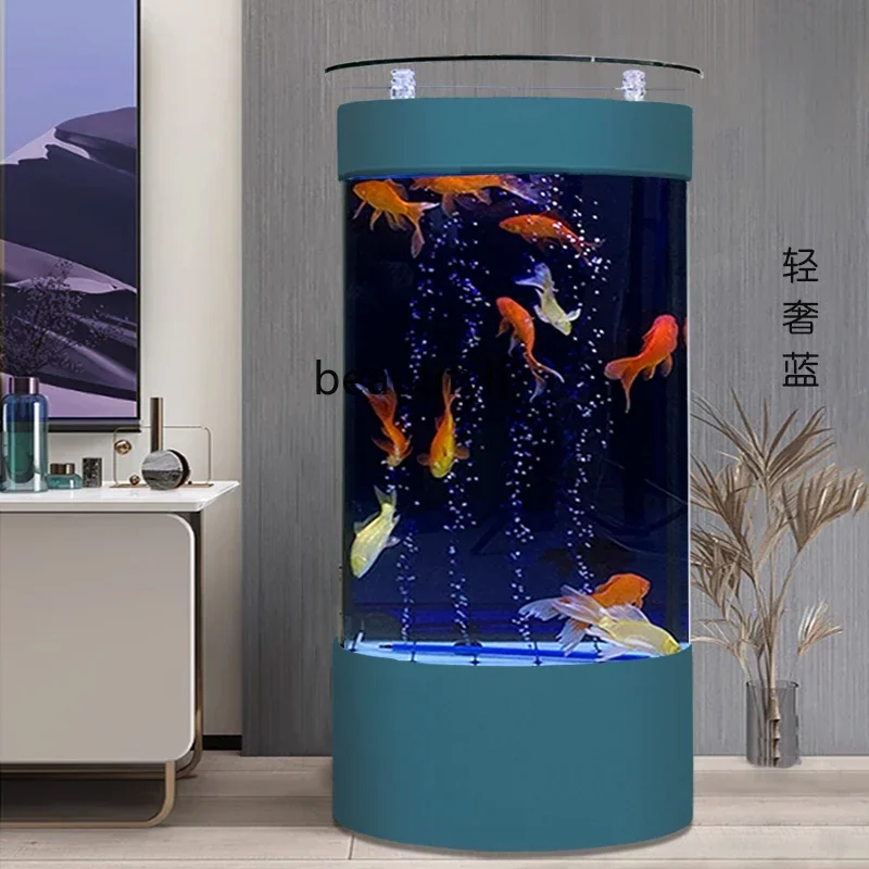 Living Room Semi-round Fish Tank Wall-Mounted Vertical Column Ecological Replacement-Free Aquarium Fish Globe