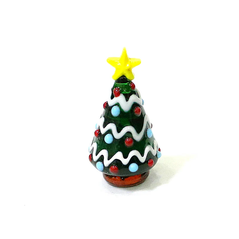 Custom Cute Murano Glass Christmas Tree Mini Figurines Ornaments Home Table Decor Tiny Xmas Tree Statue New Year Gifts for Kids