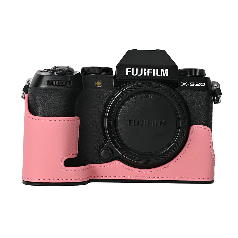 Alloy Plate Genuine Leather Case Camera Bag Half Body Base Protector for Fujifilm X-S20 XS20 Protective Opening Bottom Cover
