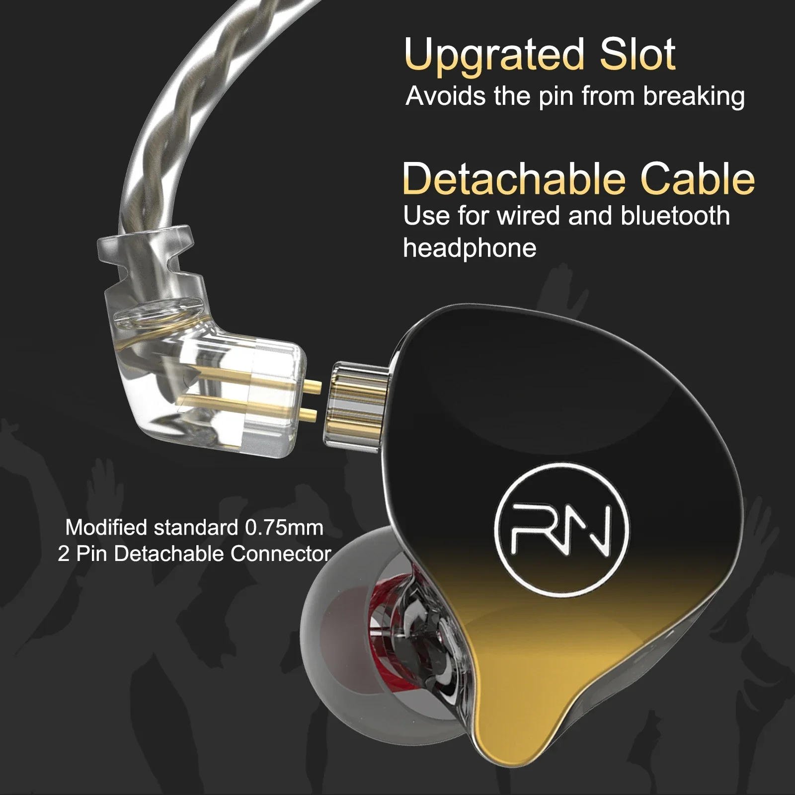 RevoNext RH-213 Plus 1esse + 1BA HiFi In-Ear Filaire Écouteurs, Meilleurs Moniteurs Stéréo, Écouteurs, Casque pour Musiciens Batteurs Chanteurs