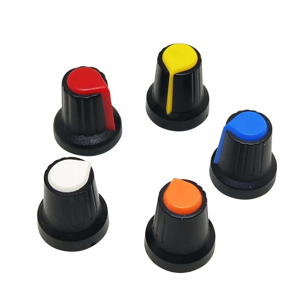 5 Pcs AG2 WH148 전위차계 손잡이 인코더 스위치 캡 15X17mm 6mm 빨간색/파란색/녹색/흰색/노란색/주황색 WH148 손잡이 용 6 가지 색상