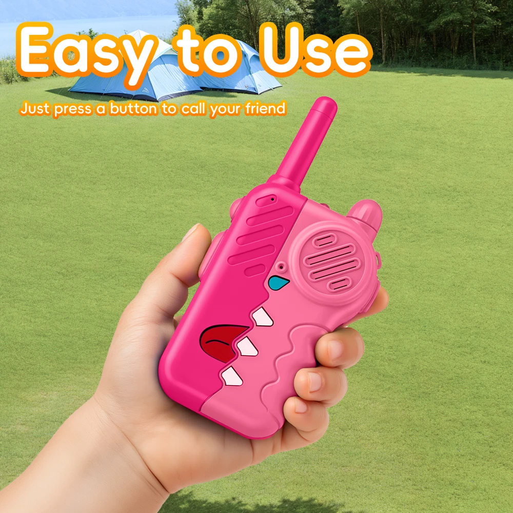 2PCS Dinosaur Kids Walkie Talkies With Flashlight Kids Handheld Transceerver With Volume Knob & Clear Sound For Children Toys