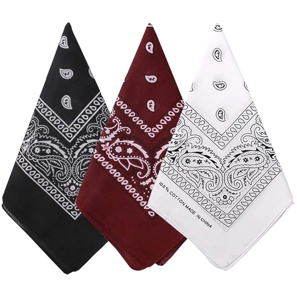 Hip Hop Cowboy Paisley Schal Großer Bandana-Kopf Quadratischer Schal Herren Damen 55x55cm Schwarz Rot Weiß