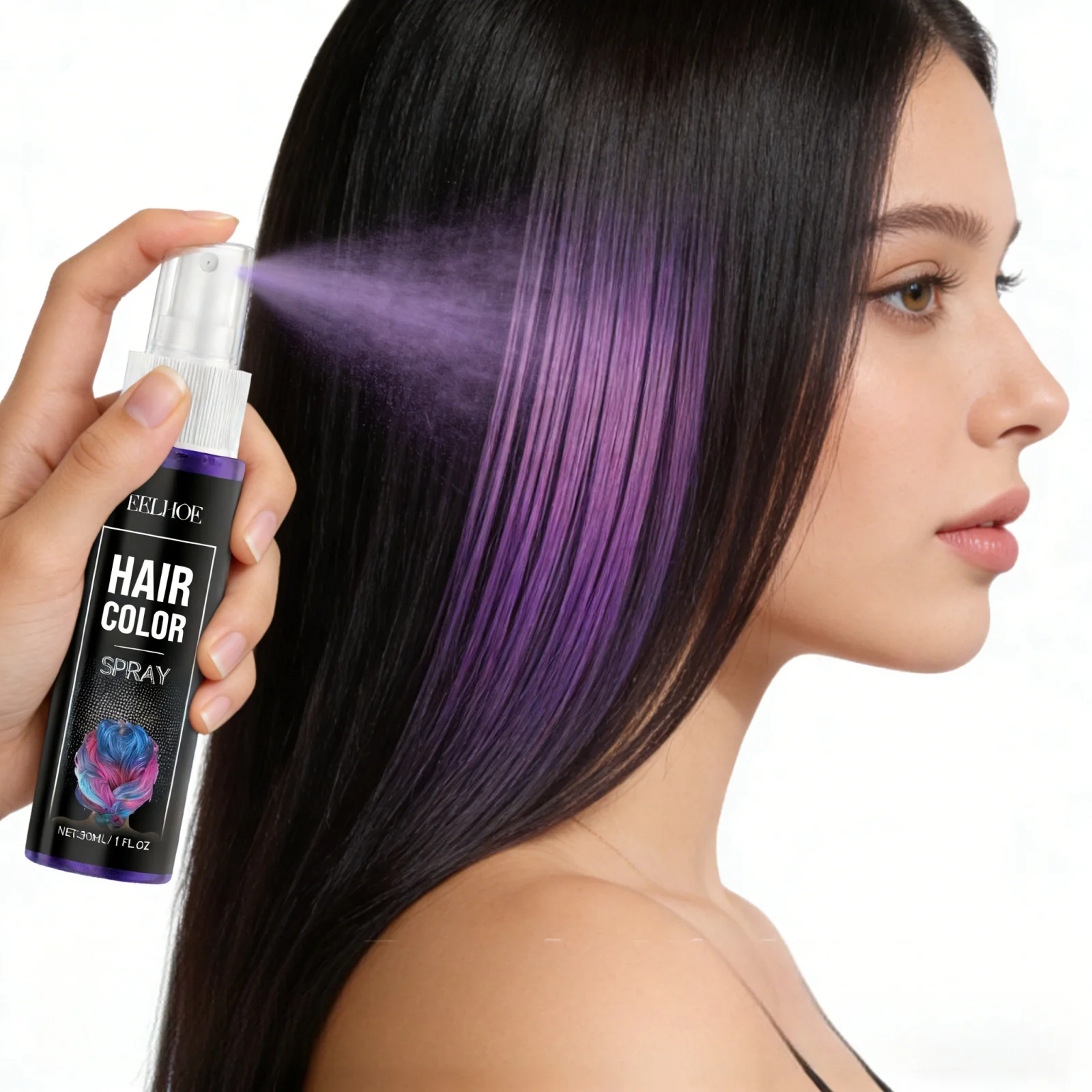 EELHOE Spray de Color Temporal para el Cabello, Tinte Morado y Azul para Carnaval, Estilizador de Cabello Multicolor de Un Solo Uso
