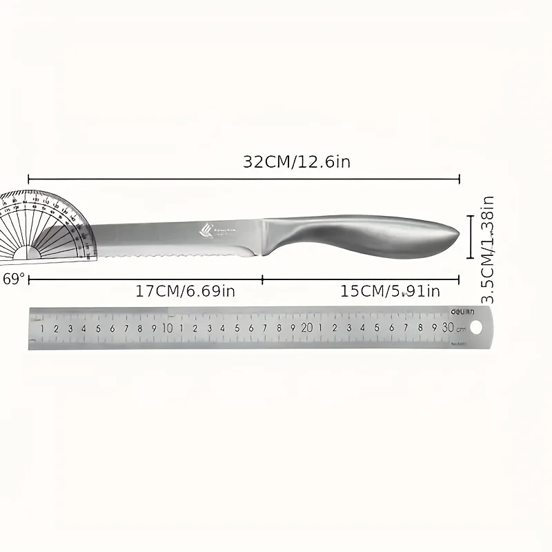 PLYS-Multi-Purpose Stainless Steel Bread Knife for Outdoor Camping and Kitchen Use