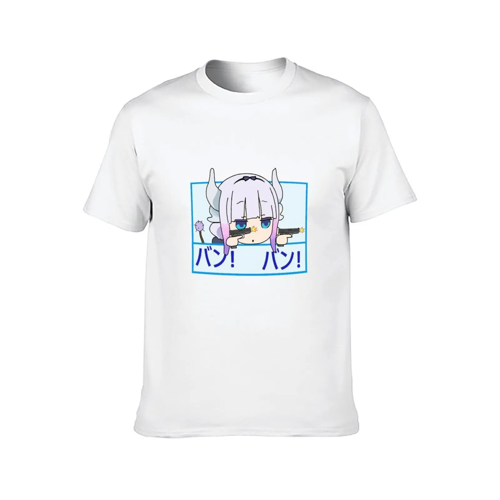 Dragon maid Kanna with guns Bang Bang T-Shirt t shirt man plain t shirt for man 100 percent cotton T-Shirt