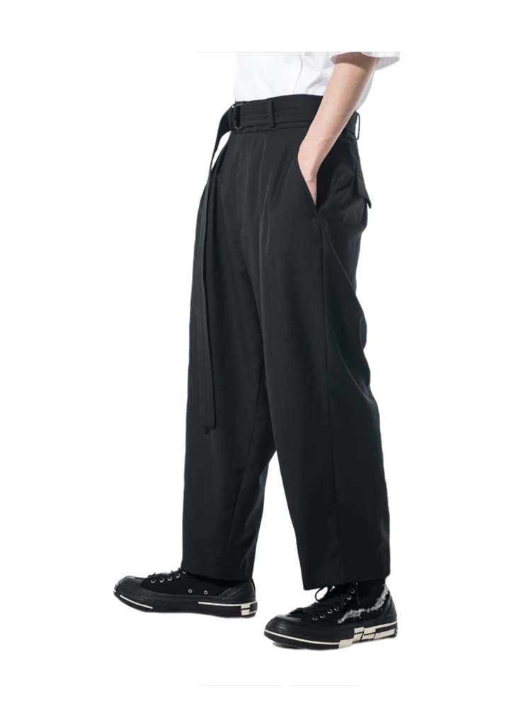 MAMELICCE original design Extra long belt decoration pants style pants Unisex Japan style trousers casual pants Men\'s clothing